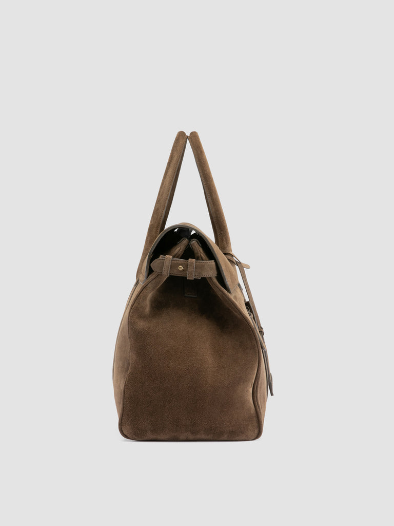 BOSTONIAN 001 - Borsa Weekender in Pelle Scamosciata Marrone