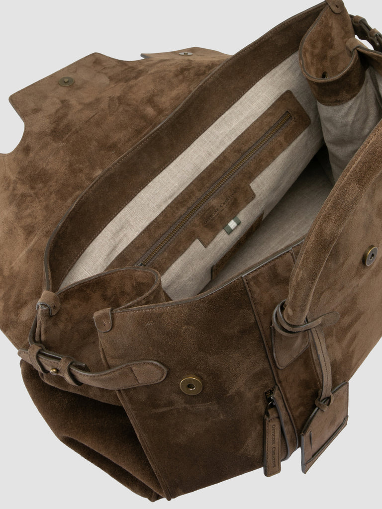 BOSTONIAN 001 - Borsa Weekender in Pelle Scamosciata Marrone