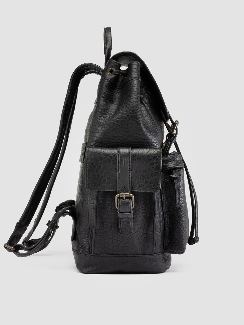 BOSTONIAN 003 - Black Leather Backpack - image 3,side view