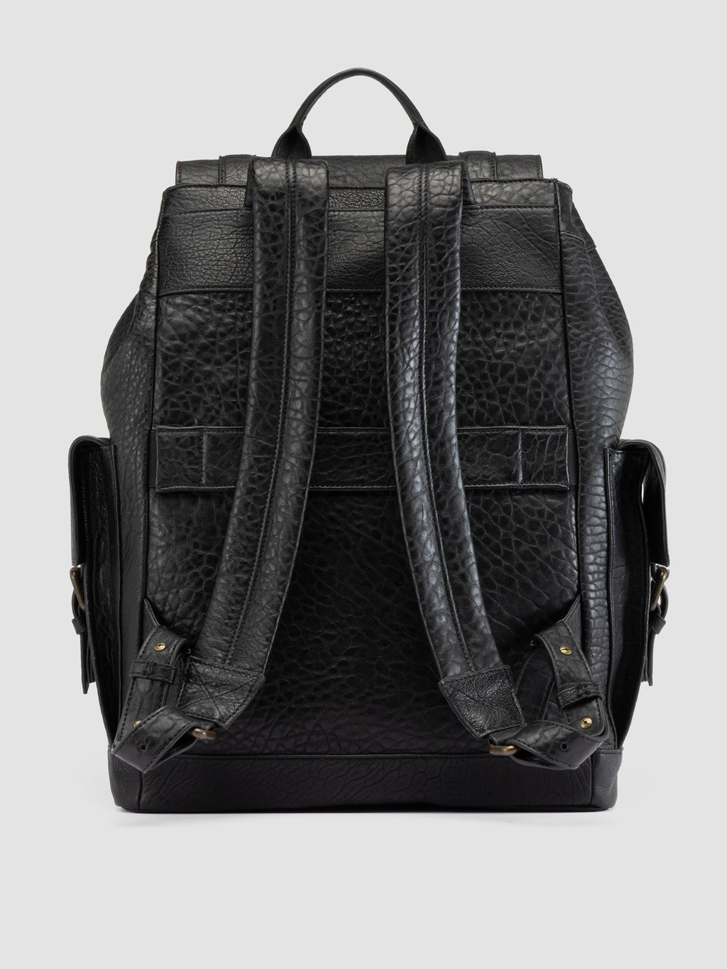 BOSTONIAN 003 - Black Leather Backpack - image 4,side view