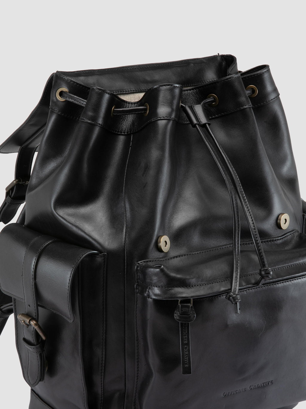 BOSTONIAN 003 - Black Leather Backpack - image 2,side view