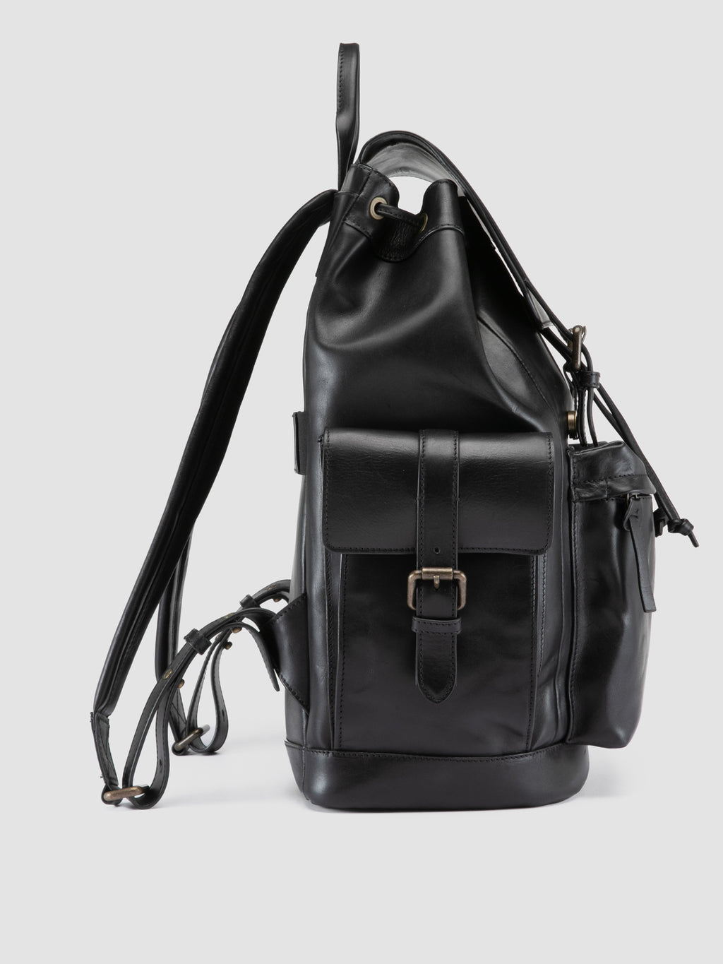 BOSTONIAN 003 - Black Leather Backpack - image 3,side view