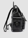 BOSTONIAN 003 - Black Leather Backpack - thumb image 3,side view