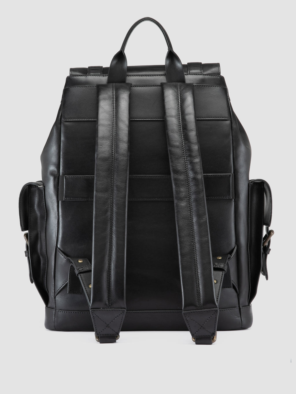BOSTONIAN 003 - Black Leather Backpack - image 4,side view