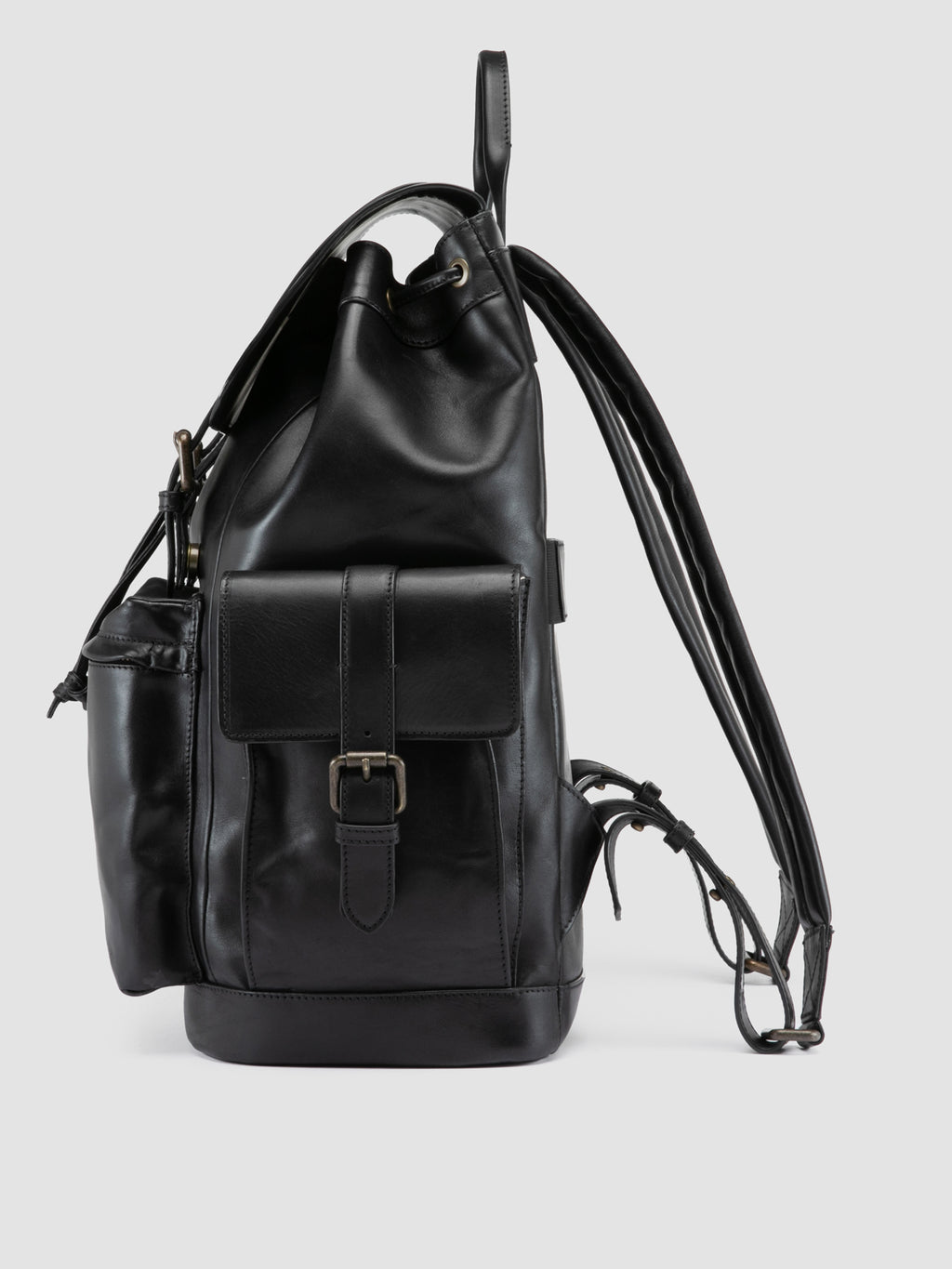 BOSTONIAN 003 - Black Leather Backpack - image 5,side view