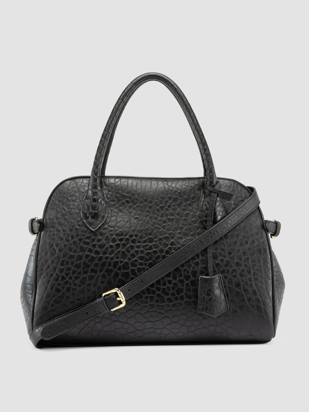 BOWLER 006 - Black Leather Shoulder Bags - image 1,side view