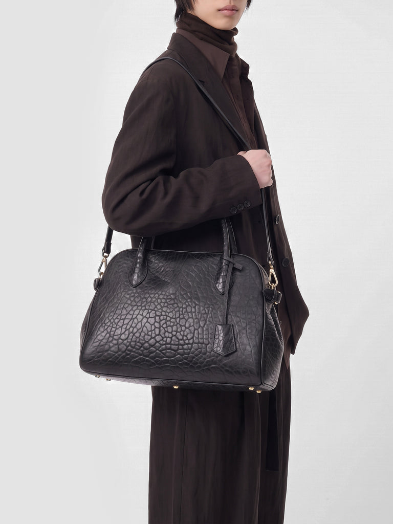 BOWLER 006 - Black Leather Shoulder Bag-hover