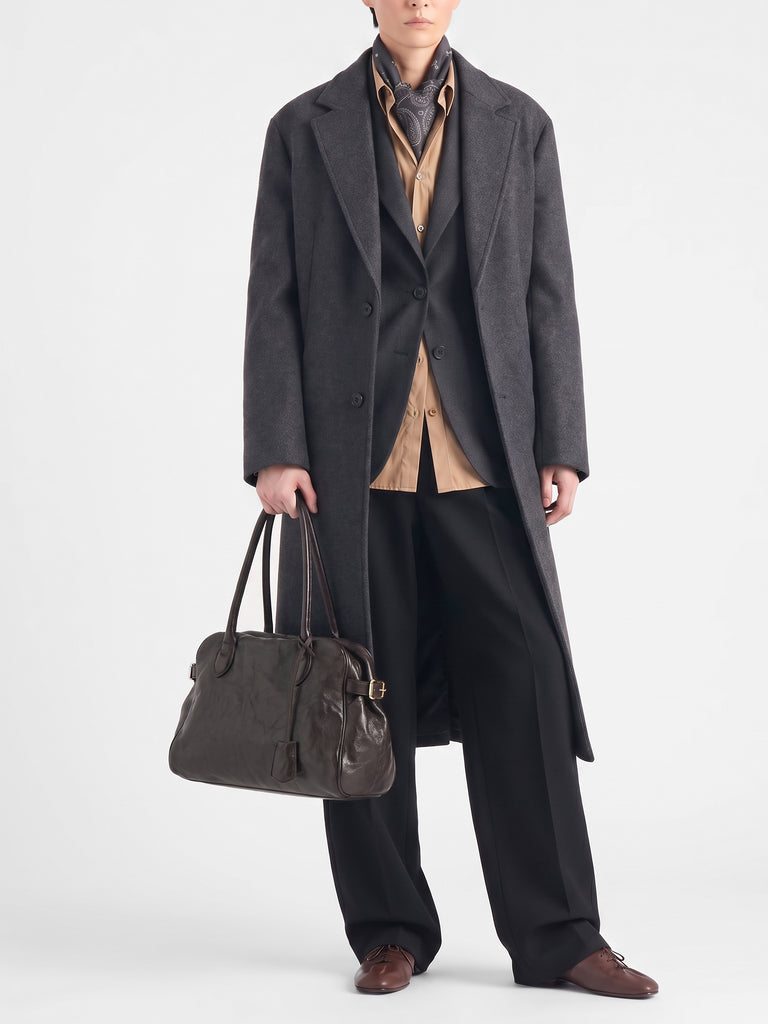 BOWLER 006 - Brown Leather Shoulder Bags-hover