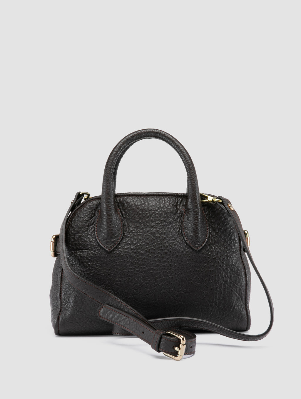 BOWLER 007 - Brown Leather Shoulder Bags - image 5,side view