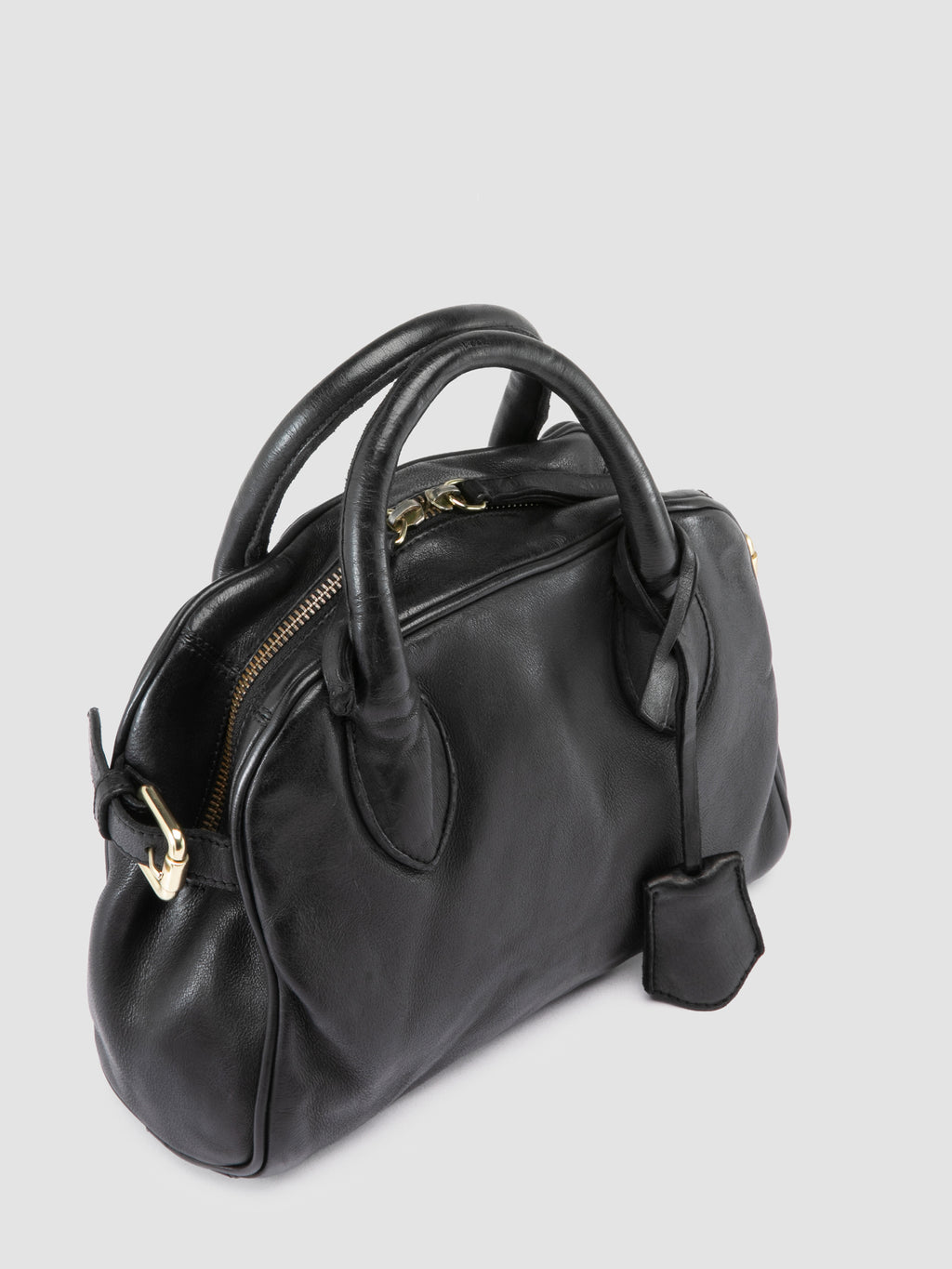 BOWLER 007 - Black Leather Shoulder Bags - image 2,side view