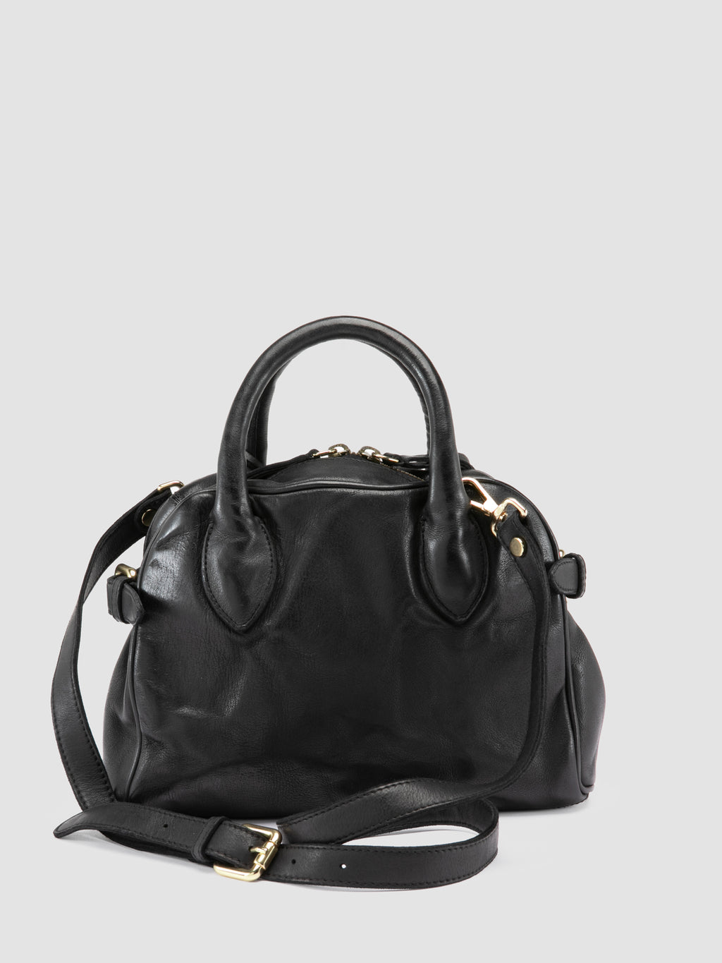 BOWLER 007 - Black Leather Shoulder Bags - image 5,side view