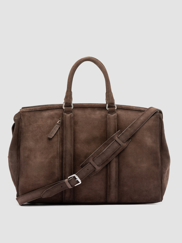 QUENTIN 009 - Borsa in Pelle Scamosciata Color Tortora