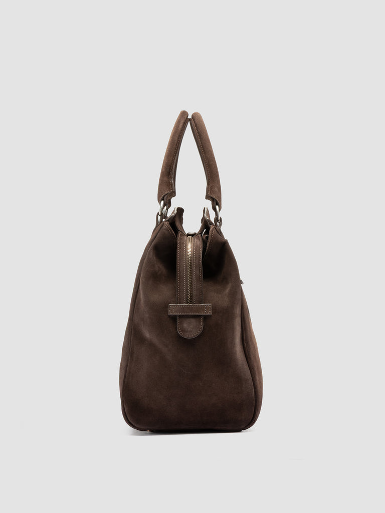 QUENTIN 009 - Borsa in Pelle Scamosciata Color Tortora