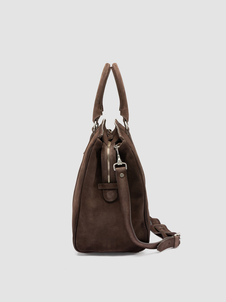 QUENTIN 009 - Borsa in Pelle Scamosciata Color Tortora