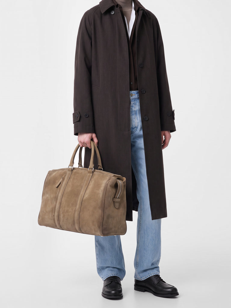 QUENTIN 009 - Borsa in Pelle Scamosciata Color Tortora-hover