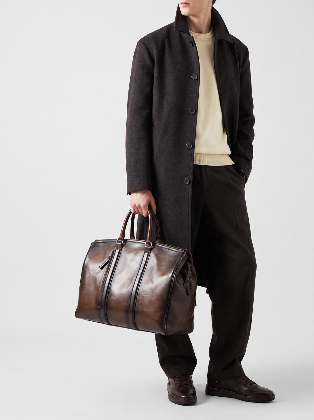 QUENTIN 009 - Brown Leather Bag - image 2,side view