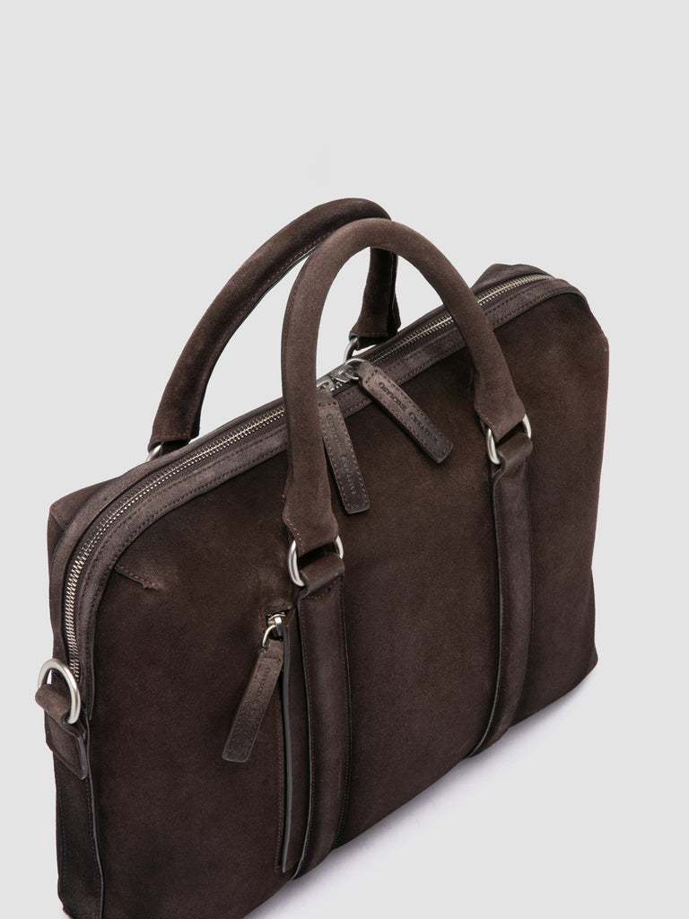 QUENTIN 019 - Brown Suede Briefcase