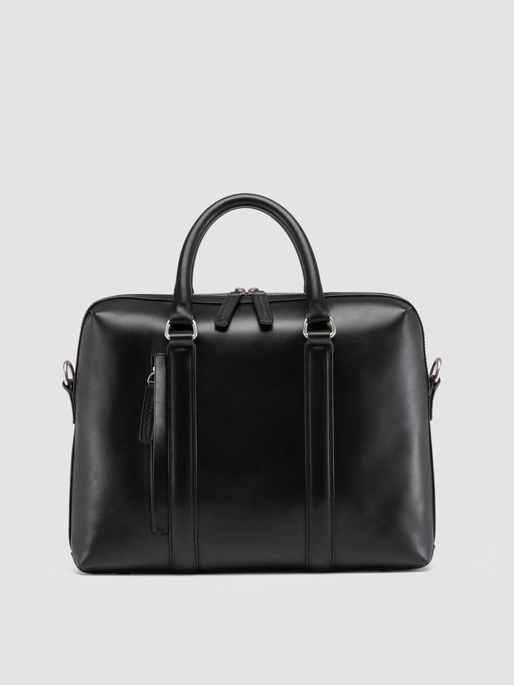 QUENTIN 019 - Black Leather Briefcase - image 1,side view