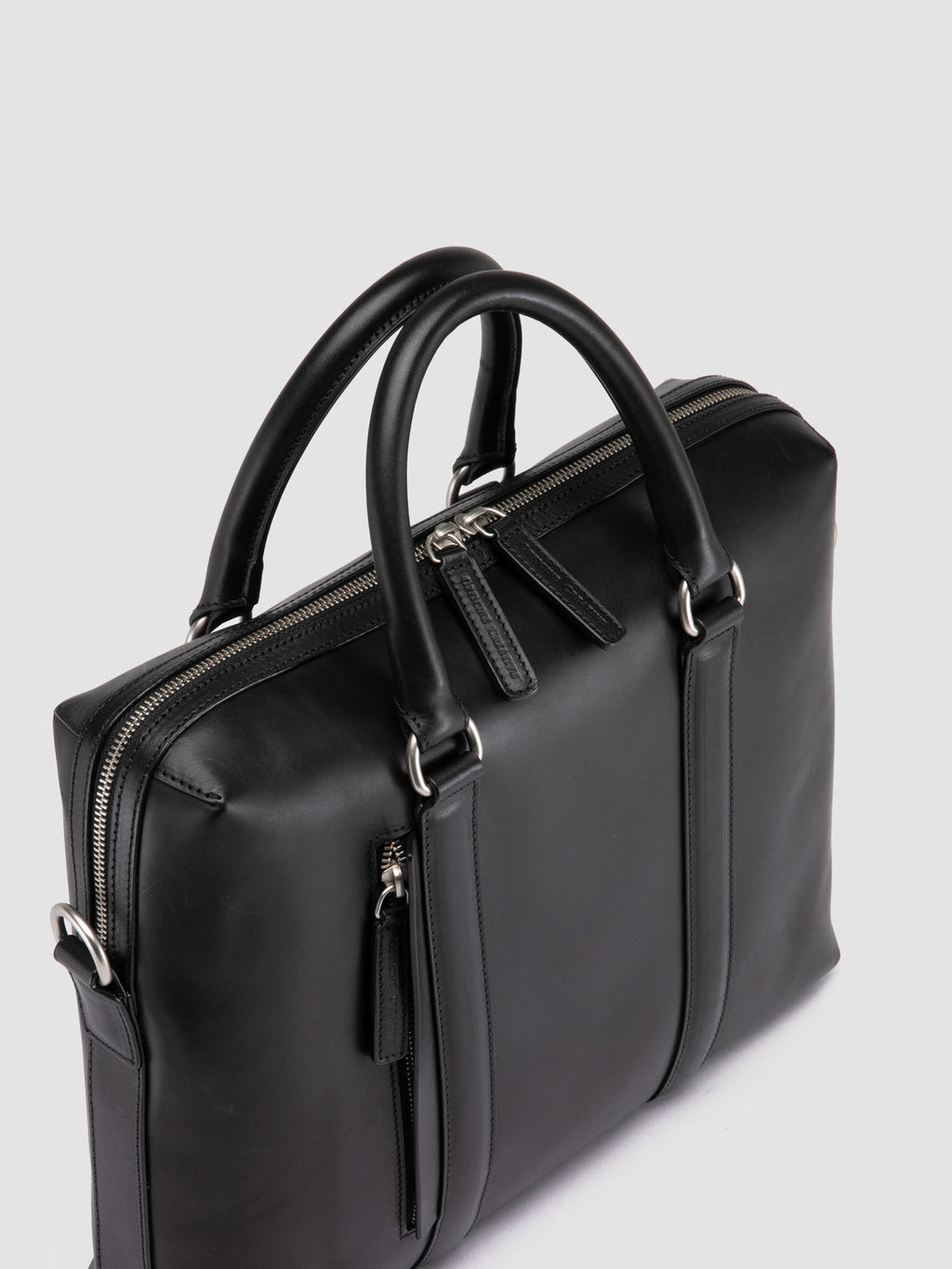 QUENTIN 019 - Black Leather Briefcase - image 2,side view