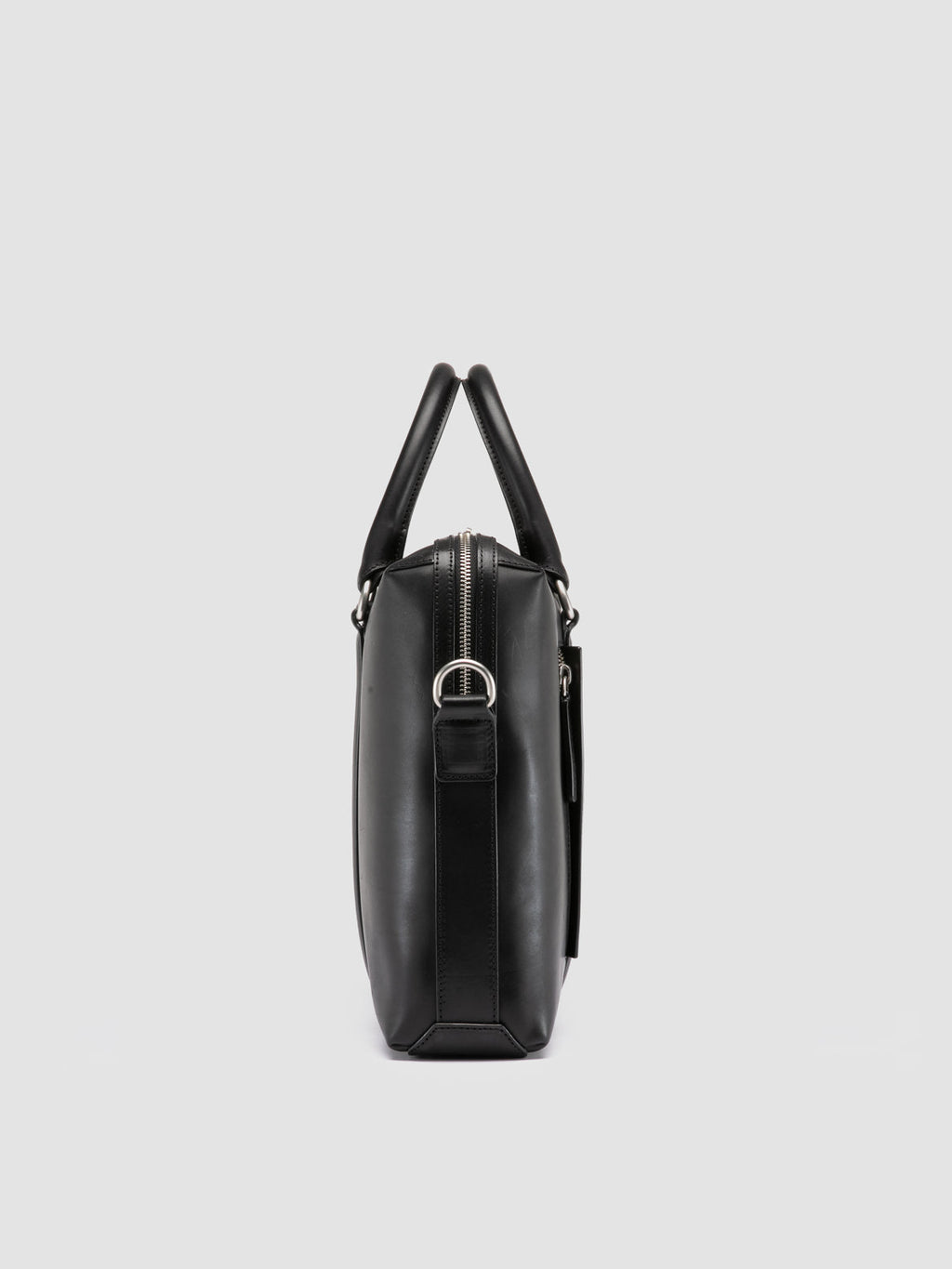 QUENTIN 019 - Black Leather Briefcase - image 3,side view
