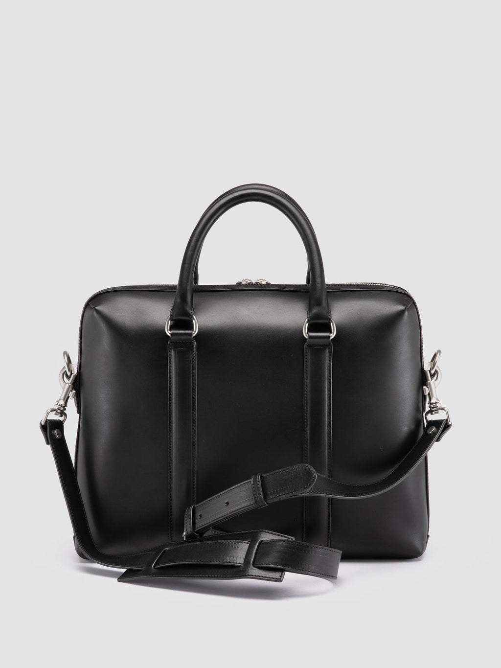 QUENTIN 019 - Black Leather Briefcase - image 4,side view