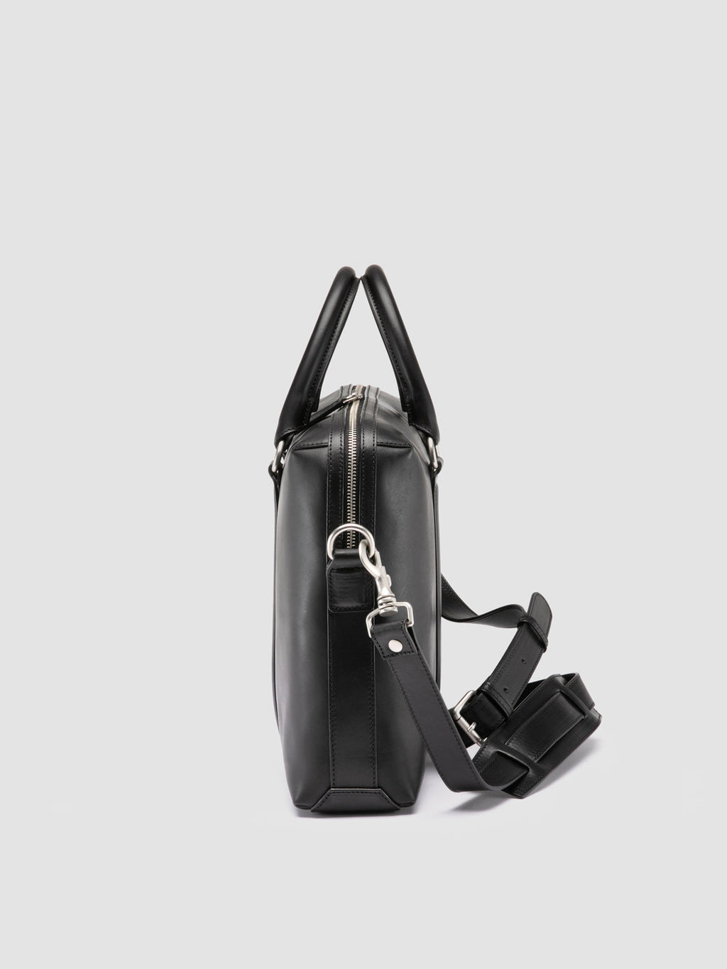 QUENTIN 019 - Black Leather Briefcase - image 5,side view