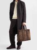 QUENTIN 021 - Brown Suede Briefcase - thumb image 2,side view