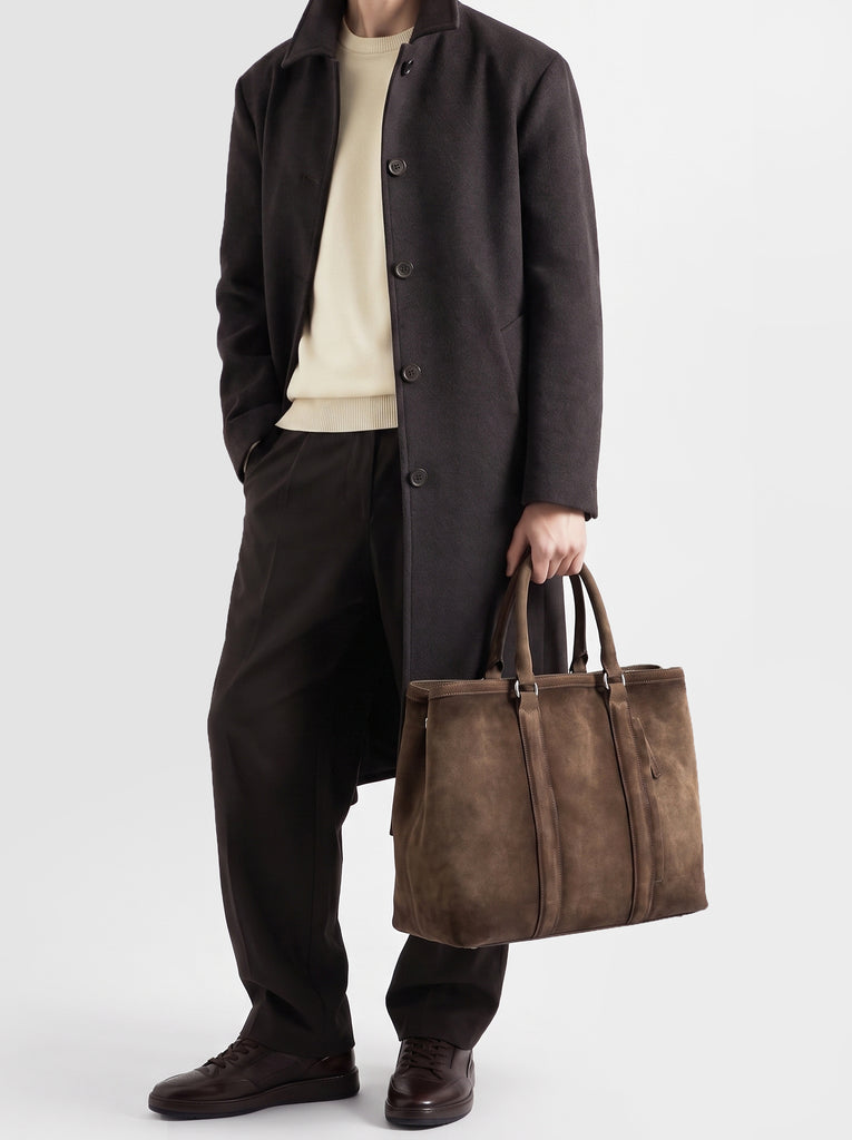 QUENTIN 021 - Brown Suede Briefcase-hover