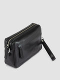 QUENTIN 025 - Black Leather Pounch Bags - thumb image 2,side view