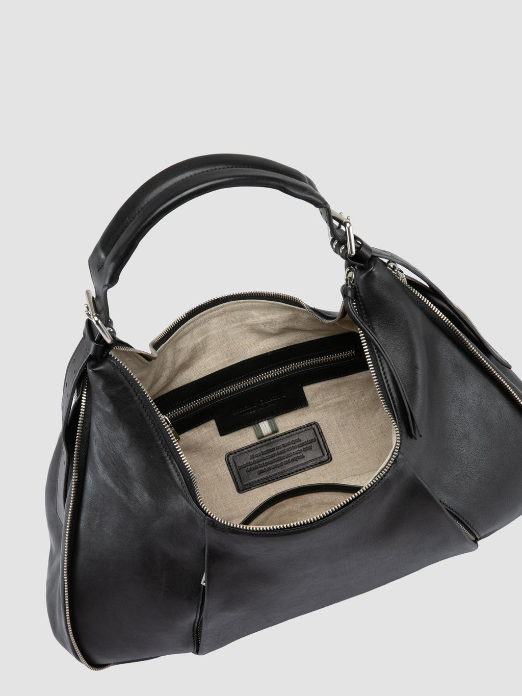 GHINZA 002 - Black Leather Shoulder Bags - image 12,side view