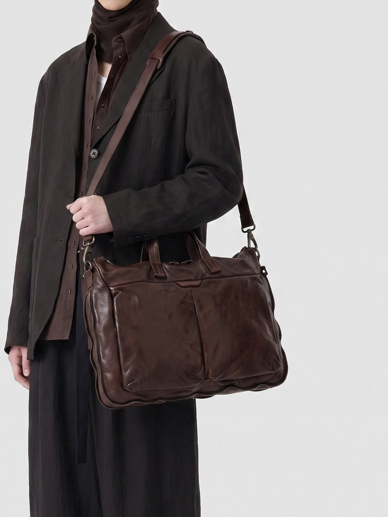 HELMET 046 - Borsa Portadocumenti in Pelle Marrone