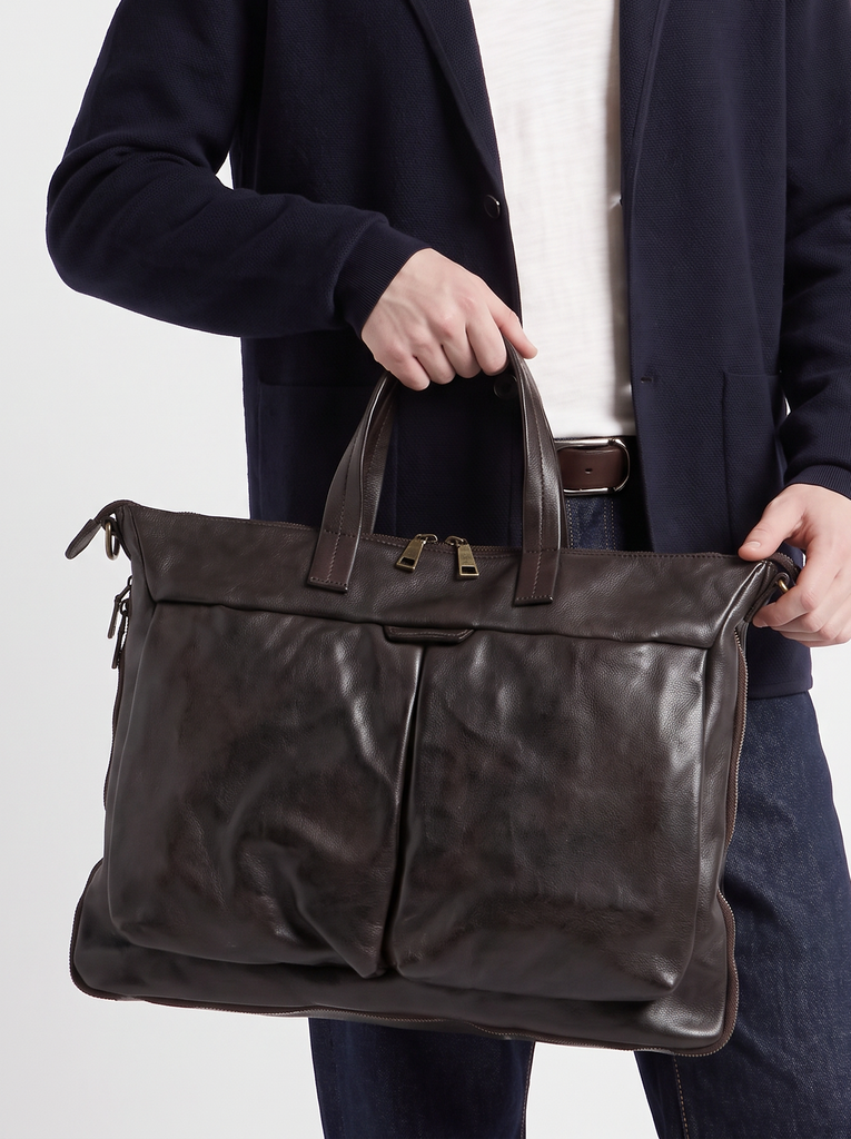 HELMET 046 - Borsa Portadocumenti in Pelle Marrone