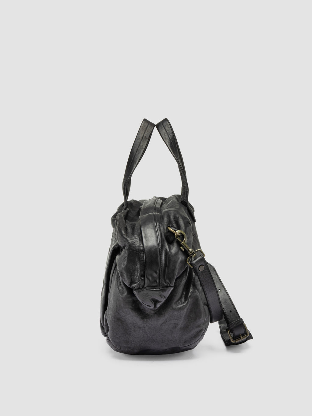 HELMET 049 - Black Leather Weekend Bags - image 6,side view