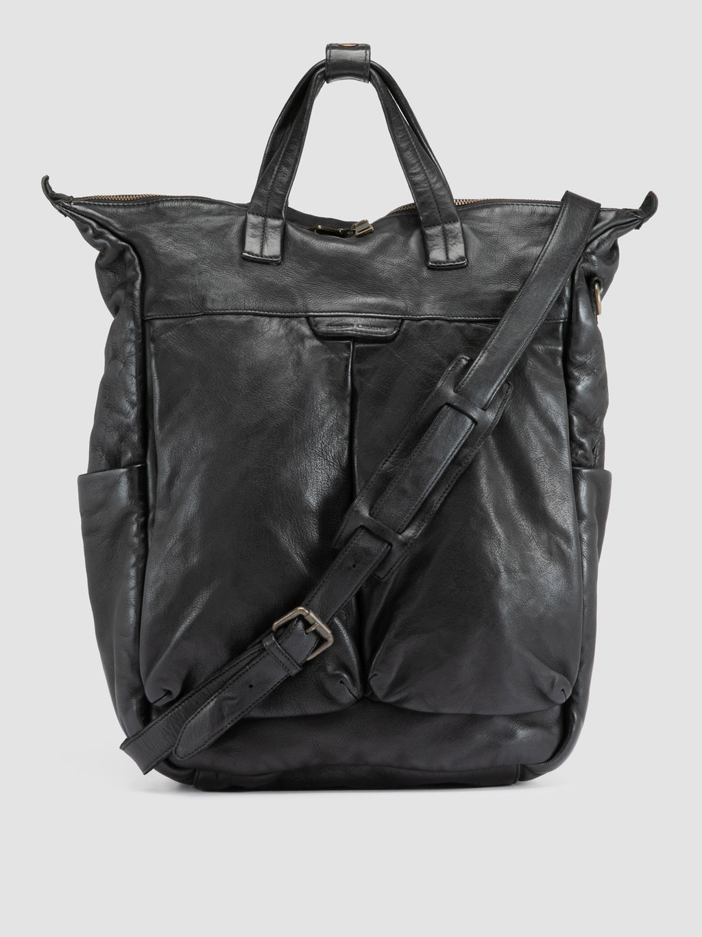 HELMET 055 - Black Leather Backpack - image 1,side view