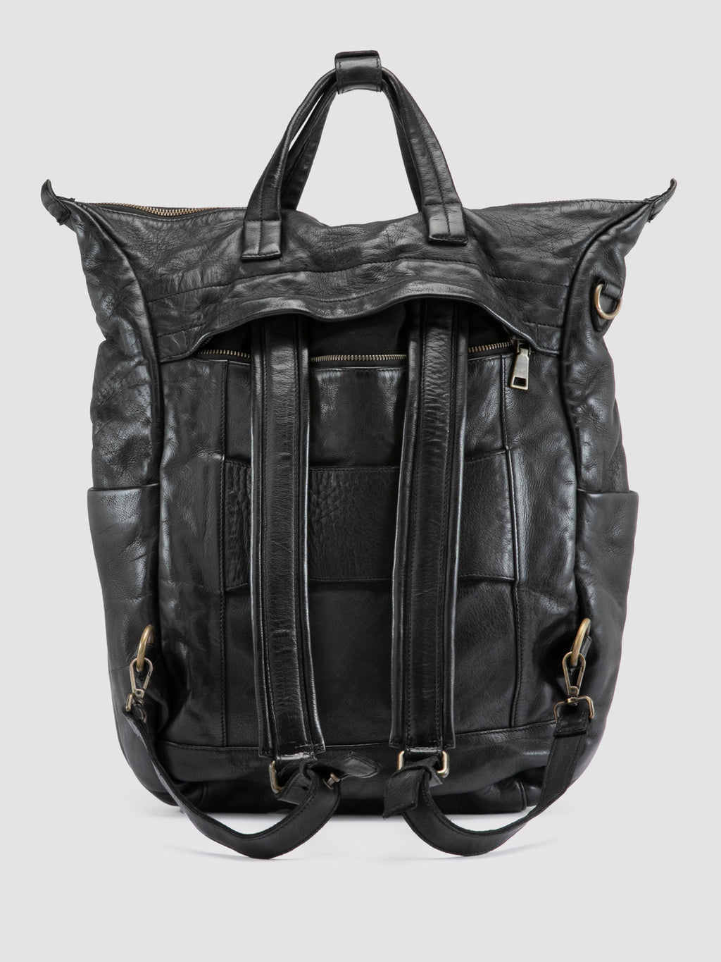 HELMET 055 - Black Leather Backpack - image 5,side view