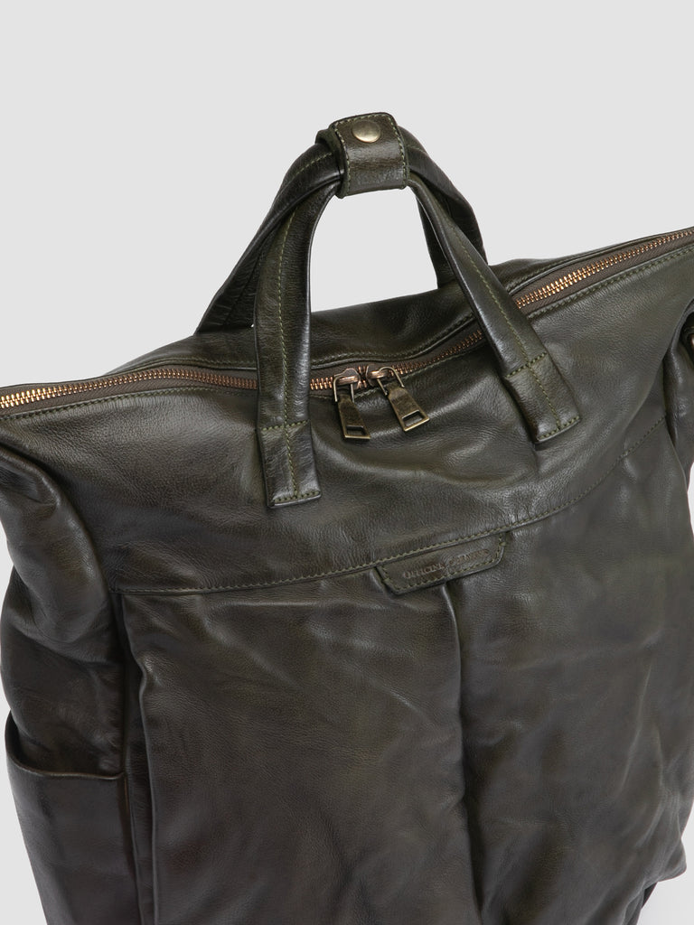 HELMET 055 - Green Leather Backpack