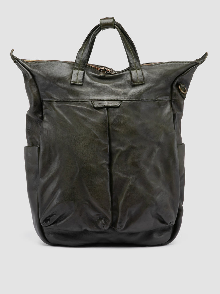 HELMET 055 - Green Leather Backpack