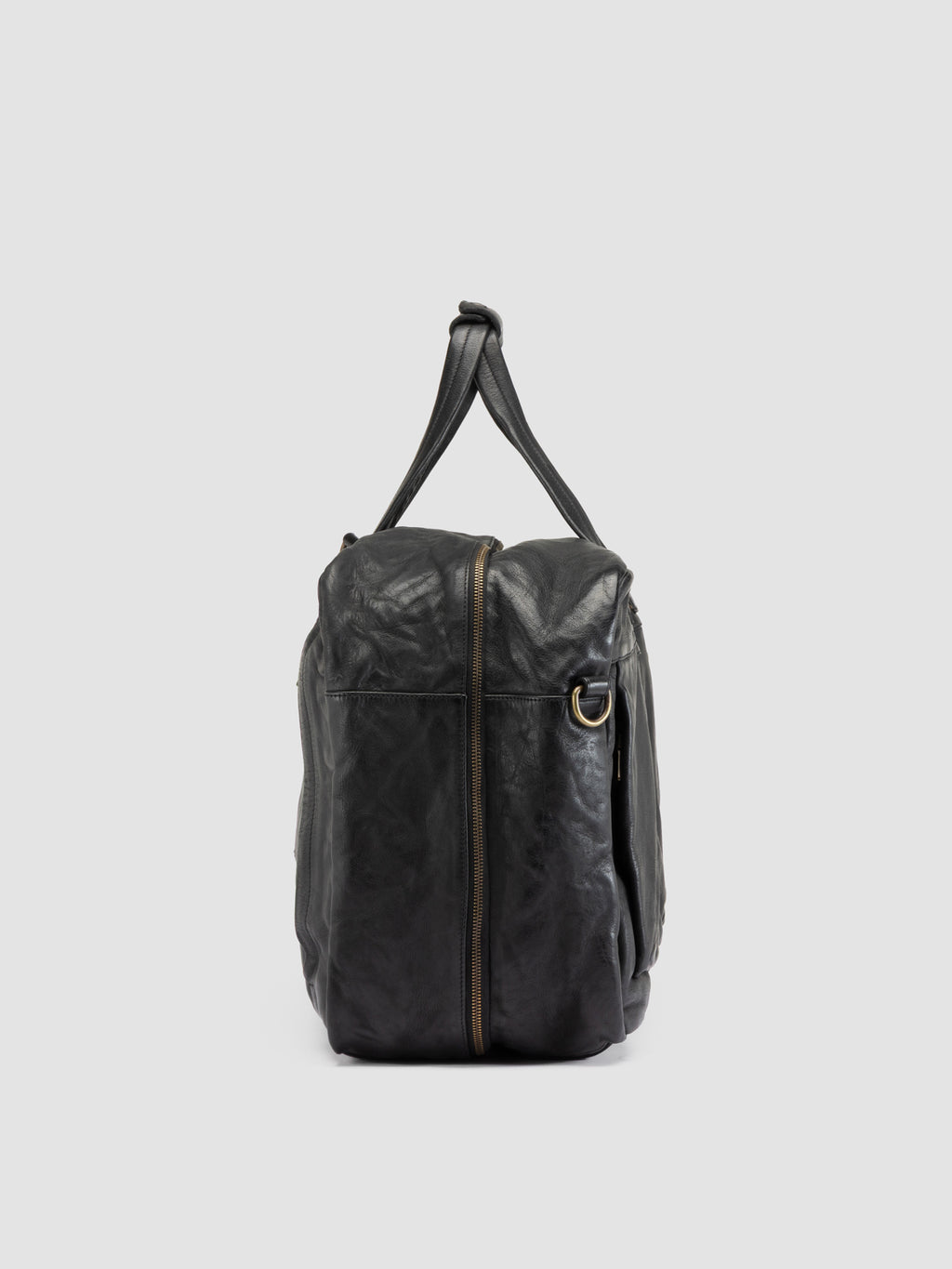 HELMET 056 - Black Leather Travel Bag - image 3,side view