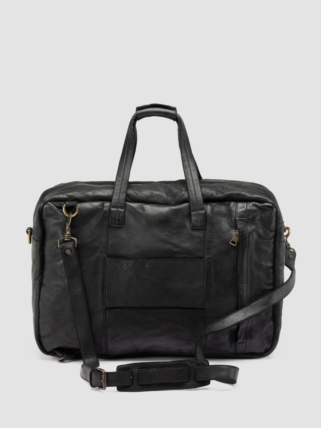 HELMET 056 - Black Leather Travel Bag - image 4,side view