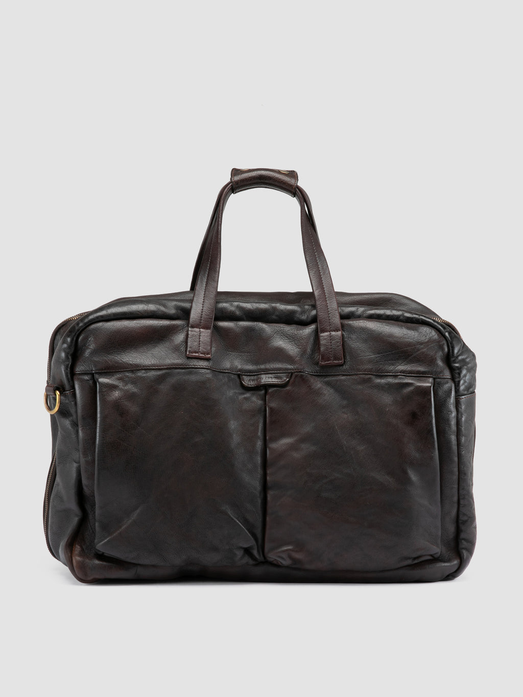 HELMET 056 - Borsa Weekender in Pelle Marrone - image 3,side view