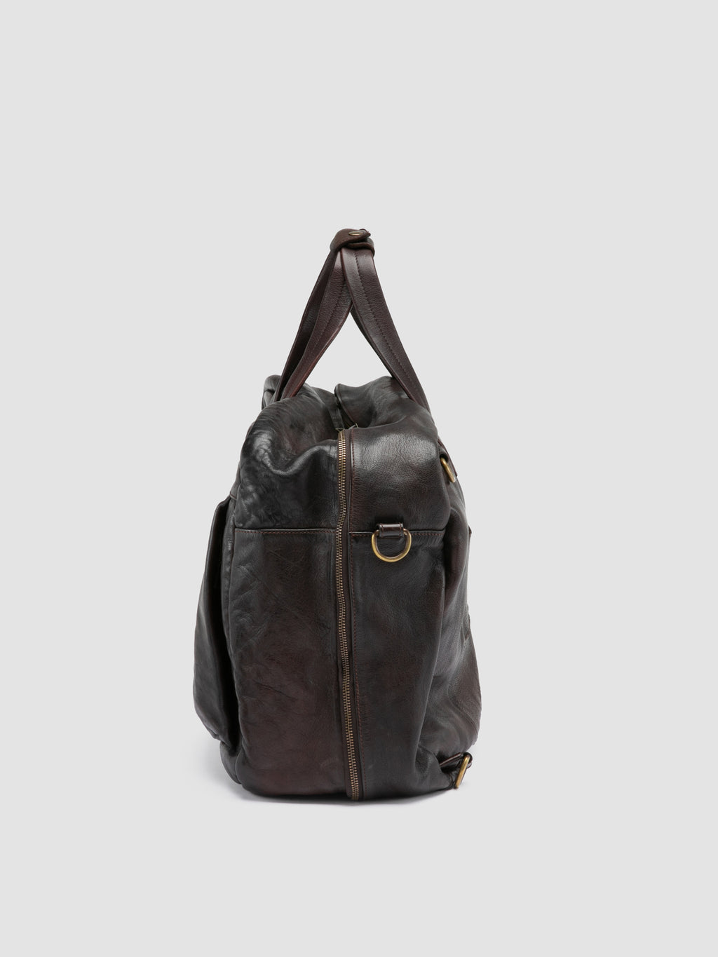 HELMET 056 - Borsa Weekender in Pelle Marrone - image 7,side view