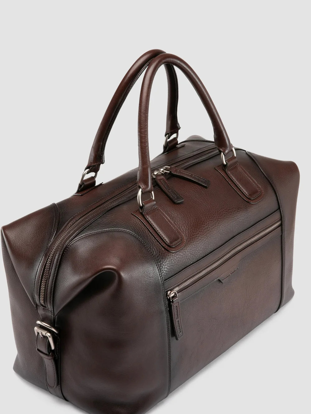 JULES 006 - Borsa da Viaggio in Pelle Marrone - image 2,side view