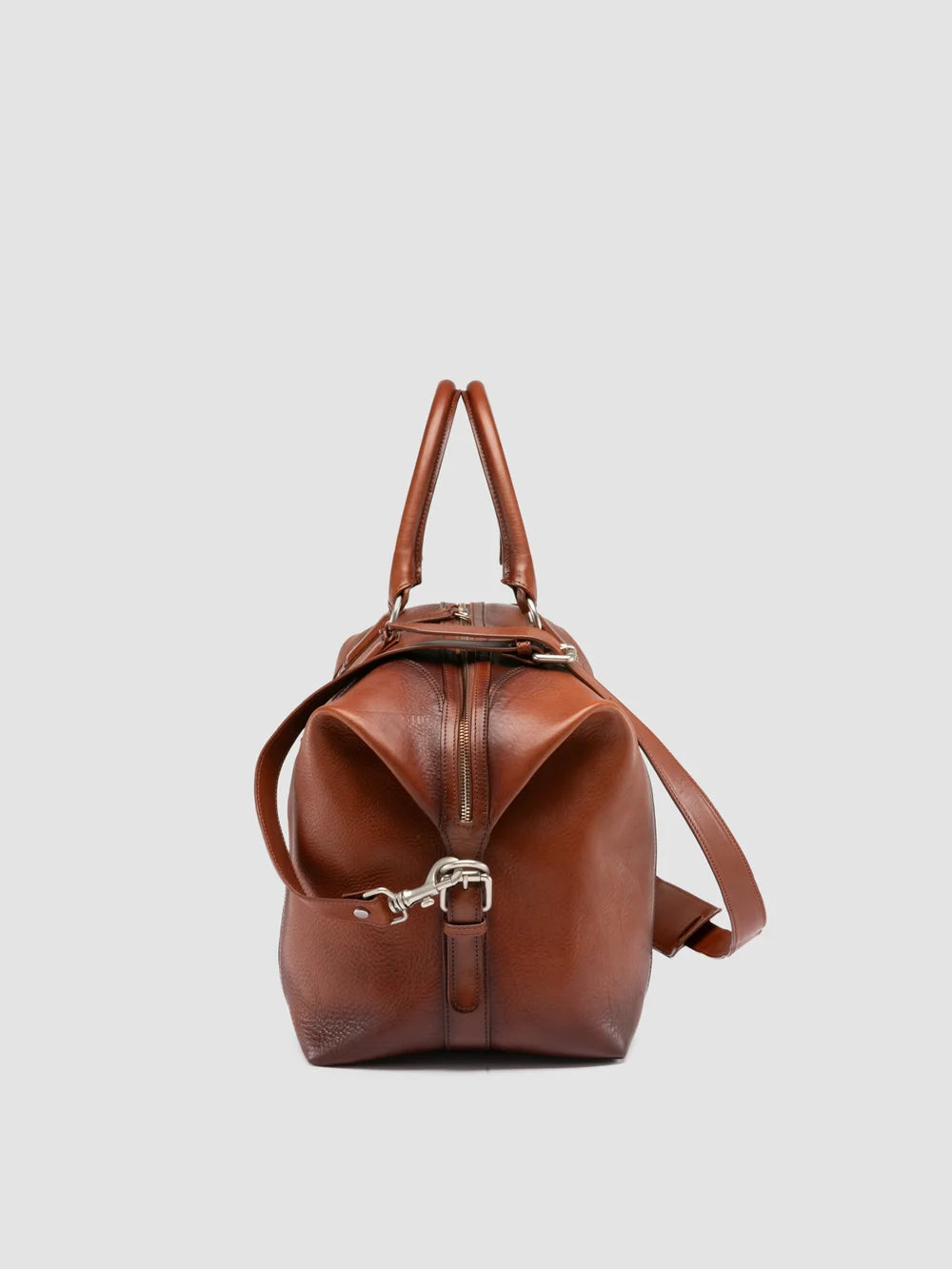 JULES 006 - Brown Leather Travel Bag - image 5,side view