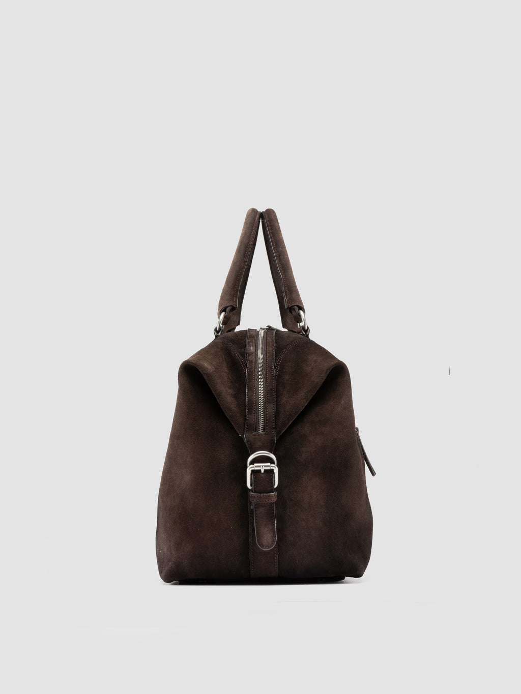 JULES 006 - Brown Suede Travel Bag - image 4,side view