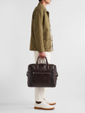 JULES 007 - Brown Leather Briefcase - thumb image 2,side view