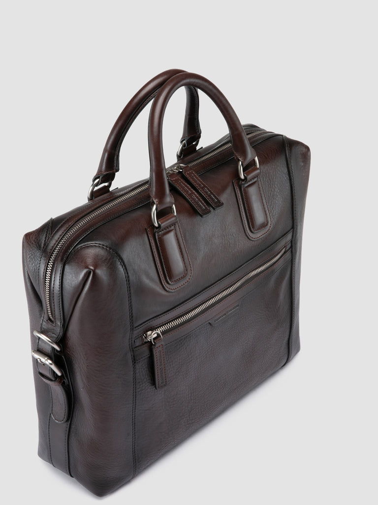 JULES 007 - Brown Leather Briefcase-hover