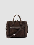 JULES 007 - Brown Suede Briefcase - thumb image 1,side view