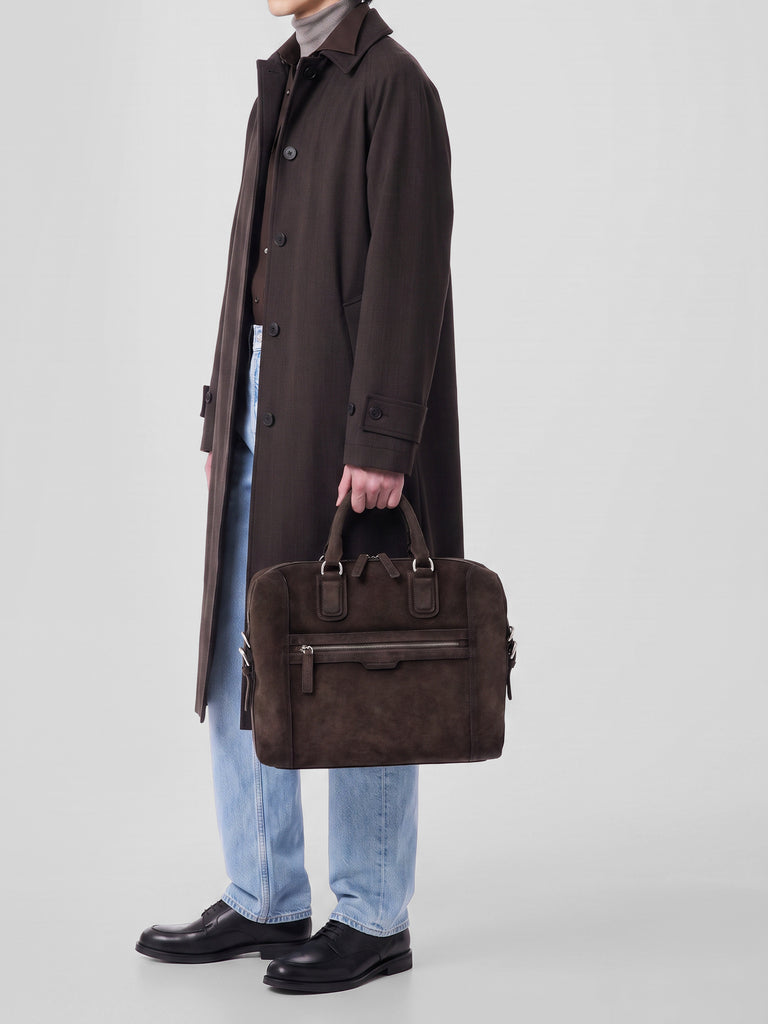JULES 007 - Valigetta in Pelle Scamosciata Marrone