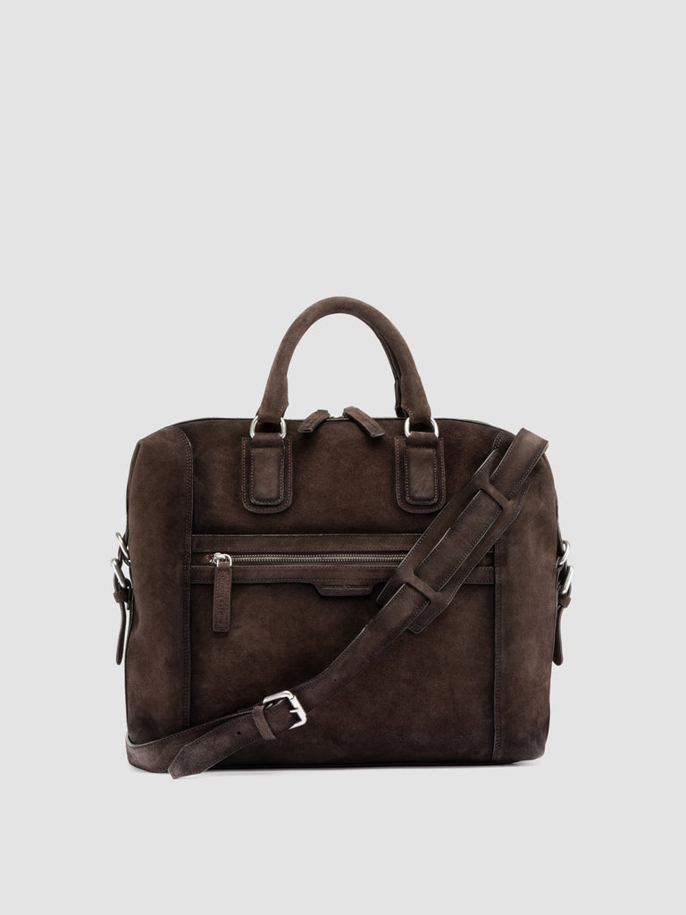 JULES 007 - Brown Suede Briefcase