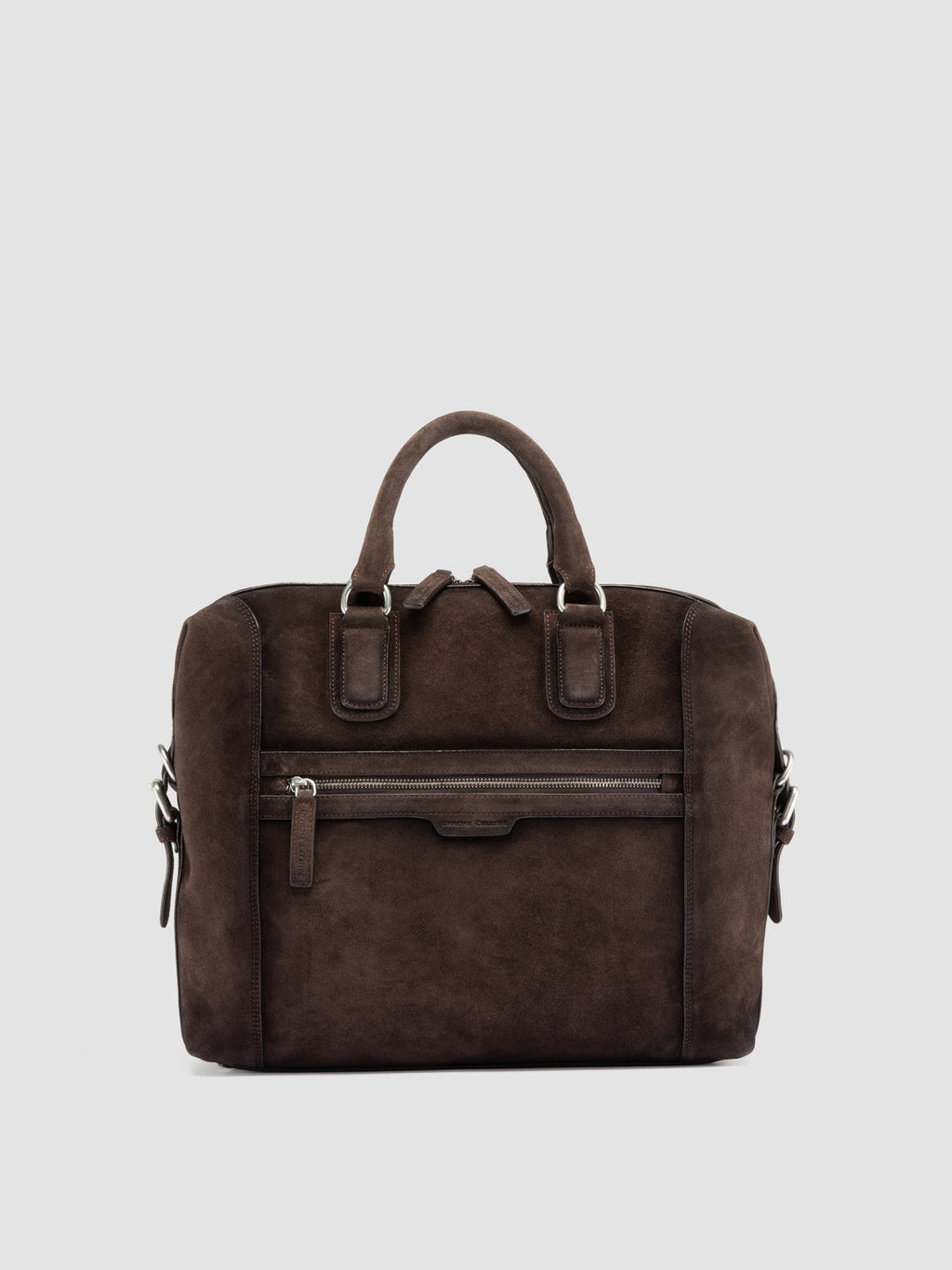 JULES 007 - Brown Suede Briefcase - image 3,side view
